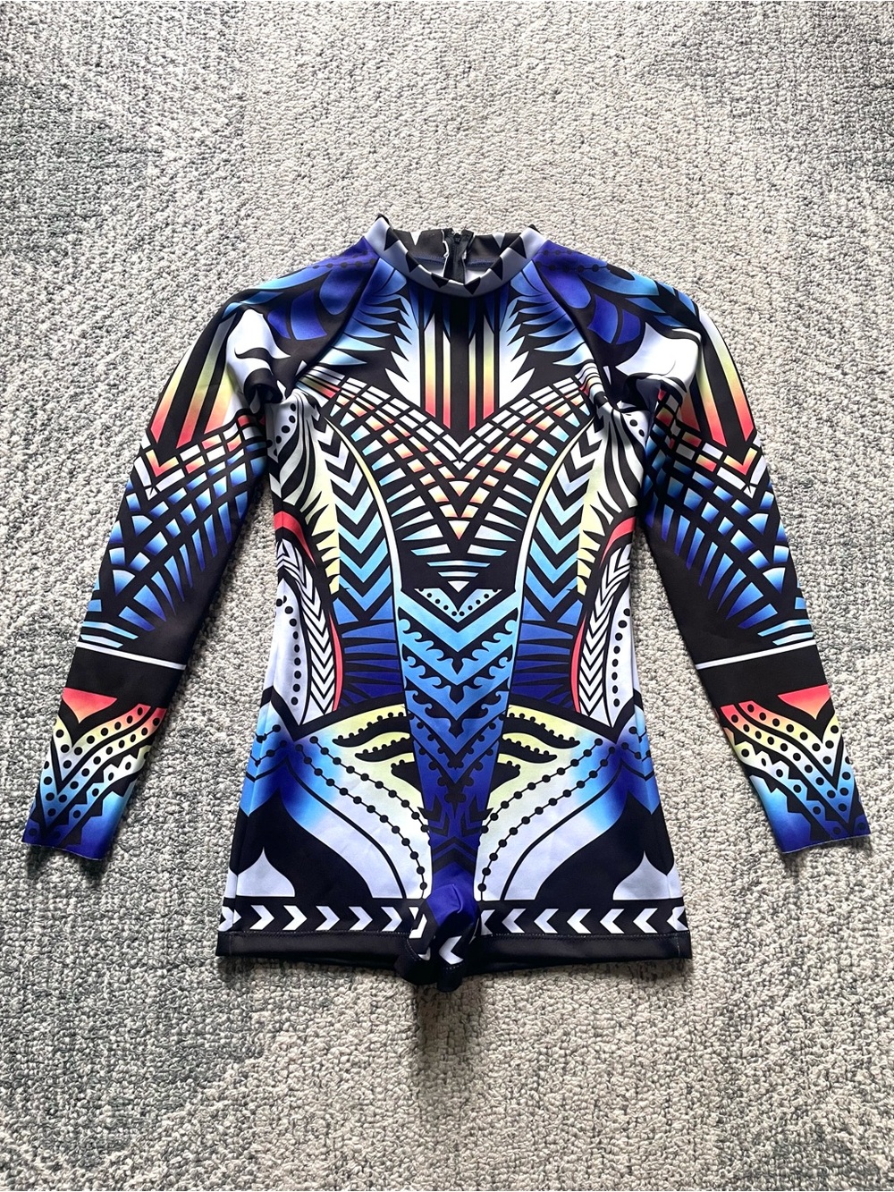 Ravewear Neoprene Onesie with Geometric Psychedelic Print